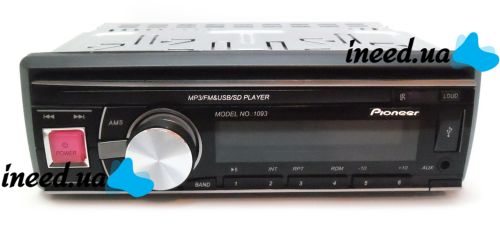 Universal car radio ISO Pioneer 1093 with removable panel player with USB and SD, Car radio player with remote control in the car