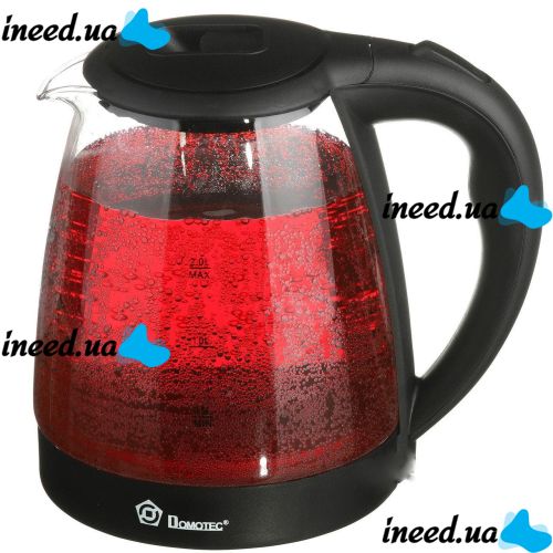 Domotec MS-8210 Black 2200W 2.2L Glass electric kettle, electric kettle with RGB color Backlight