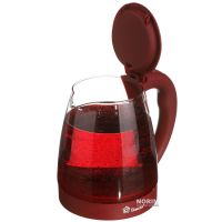Domotec MS-8213 Red 2200W 2.2L Glass electric kettle, electric kettle with RGB color backlight