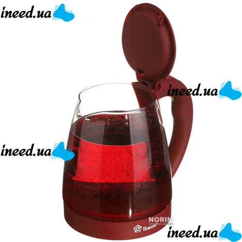 Domotec MS-8213 Red 2200W 2.2L Glass electric kettle, electric kettle with RGB color backlight