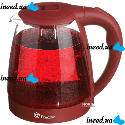 Domotec MS-8213 Red 2200W 2.2L Glass electric kettle, electric kettle with RGB color backlight