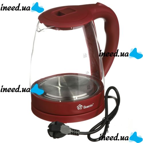 Domotec MS-8213 Red 2200W 2.2L Glass electric kettle, electric kettle with RGB color backlight