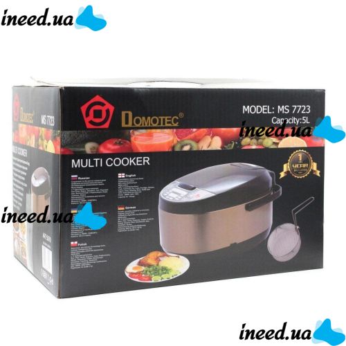 Domotec MS-7723 900W Gold Steel Slow Cooker with 5 liter deep fryer 11 programs
