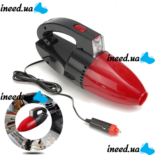 Kioki Car Vacuum Cleaner Red 12V 130W Car Vacuum Cleaner with Flashlight Powered by Cigarette Lighter Red