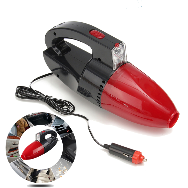 Kioki Car Vacuum Cleaner Red 12V 130W Car Vacuum Cleaner with Flashlight Powered by Cigarette Lighter Red