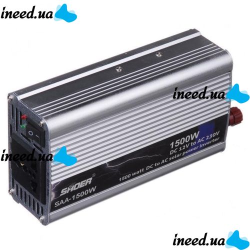 Автомобільний перетворювач напруги SHOER SAA - 1500A 12V-230V 1500W авто інвертор в коробці