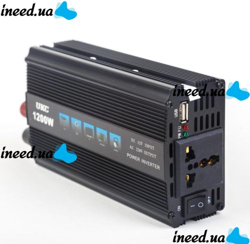 Автомобільний інвертор UKC SSK 1200W перетворювач напруги, 12В 220В 1200Вт