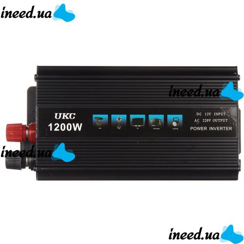 Автомобільний інвертор UKC SSK 1200W перетворювач напруги, 12В 220В 1200Вт