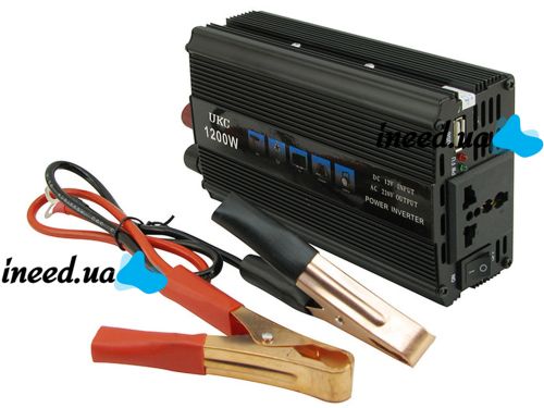 Автомобільний інвертор UKC SSK 1200W перетворювач напруги, 12В 220В 1200Вт