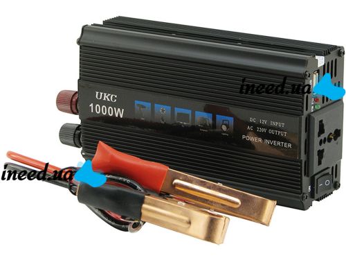 Автомобільний інвертор UKC AC / DC 12V-220V 1000W, авто перетворювач струму 12В 220В 1000Вт (12V 220V)