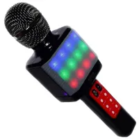 Бездротовий караоке мікрофон WSTER WS - 1828 Bluetooth USB AUX FM з вбудованою колонкою і 4 тембрами голосу на акумуляторі з динаміком Ws1828 Чорний