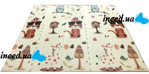 Children's double-sided educational Folding Thermo Mat Zoo Height Meter 180x200x1 cm, Thermal mat, Play mat with height measurement for children