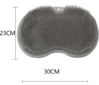 Silicone Massage Mat Cleaner Brush Shower Foot Scrubber Mat LY-379 Grey for Back and Legs with Suction Cups, Wall-mounted Non-slip Washcloth for Shower Grey