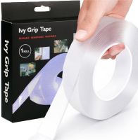 Многоразовая сверхпрочная крепежная гелиевая лента Ivy Grip Tape 5 м, Сверхсильная прозрачная двухсторонняя клейкая скотч 5 метров нано-лента