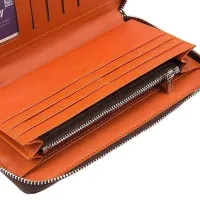 Чоловічий гаманець клатч Baellerry Leather Model 1 W009 Orange з відділенням для телефону, чоловіче портмоне на 21 відділень для купюр Помаранчевий