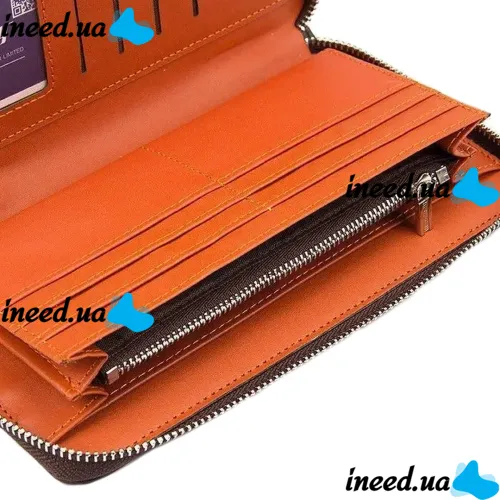 Чоловічий гаманець клатч Baellerry Leather Model 1 W009 Orange з відділенням для телефону, чоловіче портмоне на 21 відділень для купюр Помаранчевий