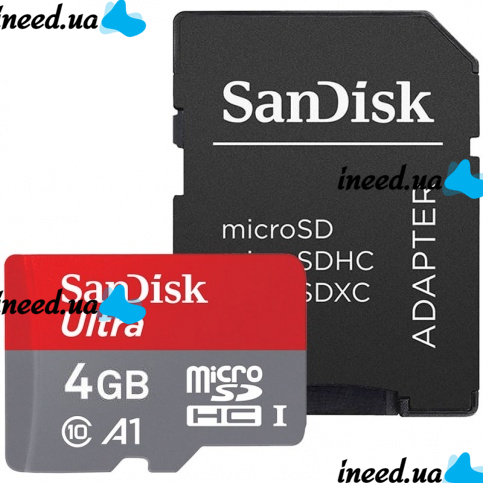 SanDisk Ultra 4GB class 10 microSD card with SDHC adapter SDXC adapter