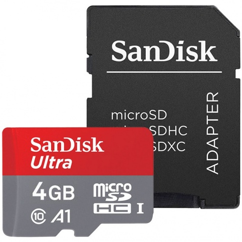 Карта памяти microSD SanDisk Ultra 4GB class 10 c переходником SDHC адаптер SDXC