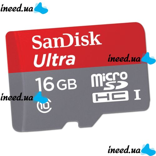 microSD SanDisk Ultra 16GB Class 10 Memory Card with SDHC Adapter SDXC adapter