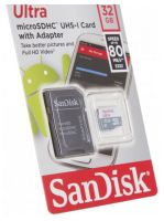 SanDisk Ultra 32GB class 10 microSD card with SDHC adapter SDXC adapter