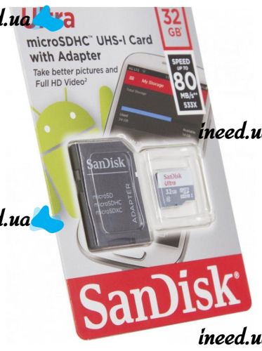 SanDisk Ultra 32GB class 10 microSD card with SDHC adapter SDXC adapter