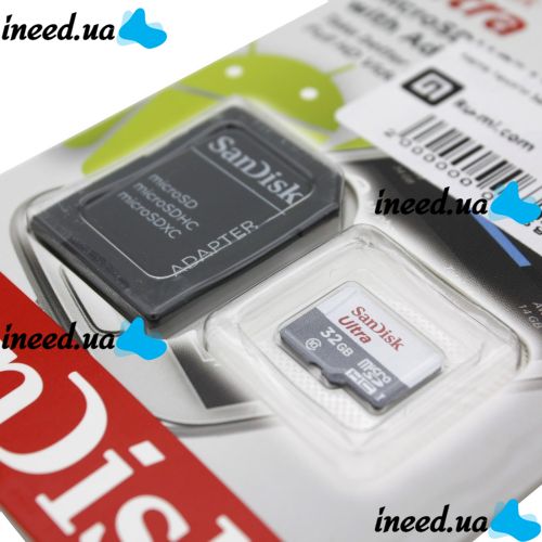 SanDisk Ultra 32GB class 10 microSD card with SDHC adapter SDXC adapter