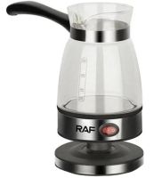 Електрична турка кавоварка кавоварка RAF R.125 0.5л для приготування кави, Електротурка Раф 500мл зі скляною чашею і автовідключенням Срібляста