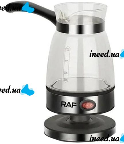Електрична турка кавоварка кавоварка RAF R.125 0.5л для приготування кави, Електротурка Раф 500мл зі скляною чашею і автовідключенням Срібляста