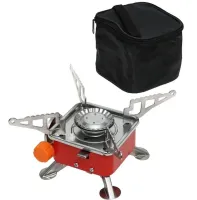 Tourist gas burner stove taganok Kovar MB-K202 for cooking with collet mounting for gas cylinders and piezo ignition Red