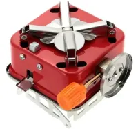 Tourist gas burner stove taganok Kovar MB-K202 for cooking with collet mounting for gas cylinders and piezo ignition Red