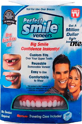 Removable veneers for Perfect smile veneers teeth with a case. Hollywood smile false teeth, mouthguards, dental pads top, bottom