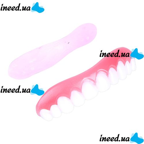 Removable veneers for Perfect smile veneers teeth with a case. Hollywood smile false teeth, mouthguards, dental pads top, bottom