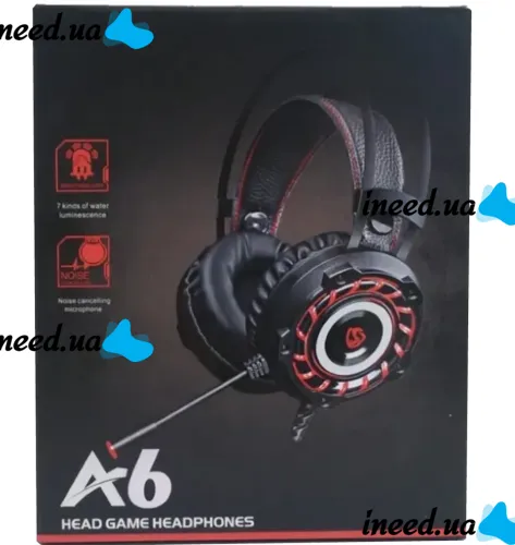JINOUN A6 Gaming Wired Headphones with Microphone and RGB Backlight for PC , Gaming Full-size Headphones for Computer and Laptop USB AUX