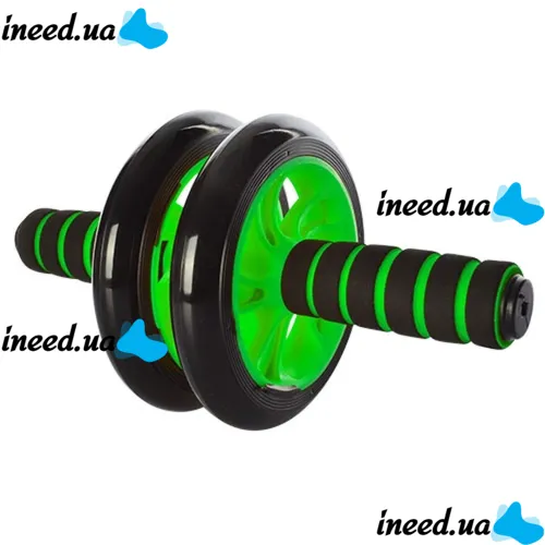 Double roller for the press + Profi Sports mat, Gymnastic simulator double wheel with neoprene handles for the press with a mat YY-1601