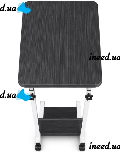 Dujeff HN-640 Bedside Coffee Table on Wheels—Side Table with Rectangular Top and Adjustable Height, 60 x 40 x 80 cm, Gray