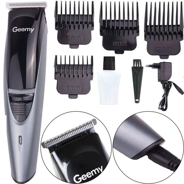 Gemei GM-6053 Cordless Edging Hair Clipper with 4 Nozzles, Professional Cordless Trimmer Razor Gemmy GM6053 Grey