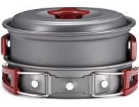Travel tableware set AL-300 3 in 1 camping set frying pan, saucepan for 2-3 people made of anodized aluminum for cooking DS-300