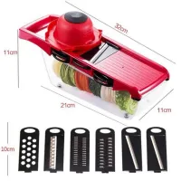 Мультислайсер Mandoline Slicer 6 в 1 Red, Ручна овочерізка для овочів і фруктів з контейнером, Слайсер, Терка міні комбайн 6в1 Червона