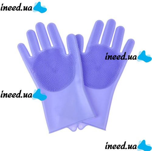 Рукавички губка з ворсинками для миття посуду, універсальні Kitchen Gloves, силіконові рукавички з щіткою для тварин, рукавички губки кухонні