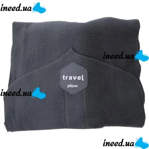 Дорожная подушка-шарф для шеи Supretto Travel Pillow для путешествий, Туристическая флисовая подушка в дорогу и для сна в машину Серая