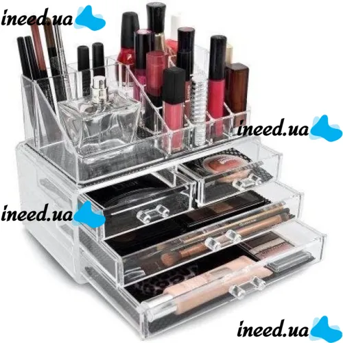 Настільний акриловий органайзер акриловий Cosmetic Storage Box для косметики і дрібниць, косметичний бокс з висувними ящиками прозорий