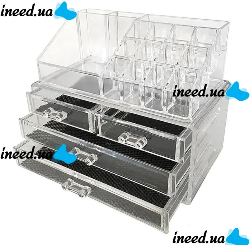 Настільний акриловий органайзер акриловий Cosmetic Storage Box для косметики і дрібниць, косметичний бокс з висувними ящиками прозорий