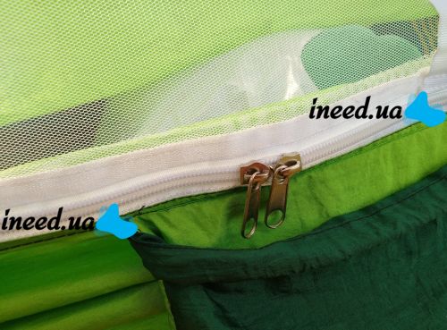 Подвесной туристический нейлоновый гамак Hammock With Net Green до 200 кг с москитной сеткой для кемпинга, Походный гамак 263х135 Зеленый