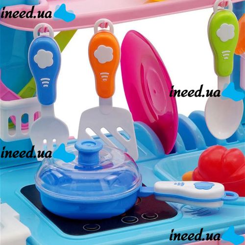 Children's Educational Playset kitchen Happy Chef 2in1, Large children's kitchen in a suitcase on wheels 678-206A