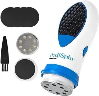 Electric pumice stone Pedi Spin Pro Pedi Spin for removing roughened skin of feet and heels, Foot cleaning device with replaceable nozzles Pedispin White