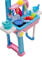 Children's Educational Playset kitchen Happy Chef 2in1, Large children's kitchen in a suitcase on wheels 678-206A