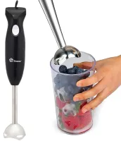Domotec MS-5101 Submersible Hand Blender with 350W Metal Leg , Universal Electric Kitchen Chopper Domotec MS5101 350W Black
