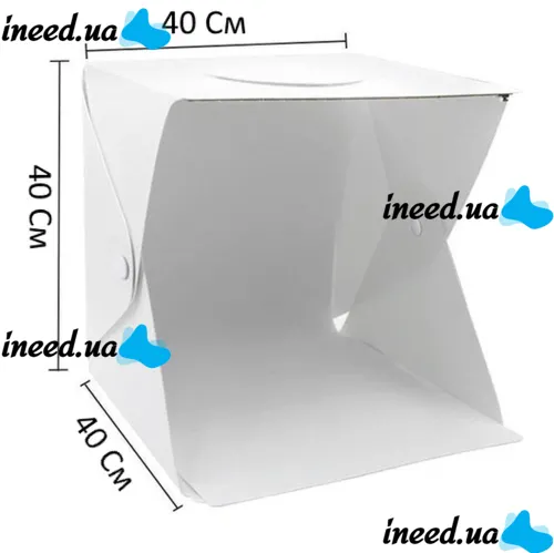 Folding photo box NJ-0065 with LED backlight 40x40x40 cm for subject shooting, Lightbox for macro photography, Mini photo studio 2 backgrounds