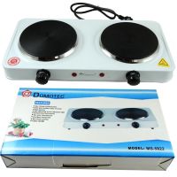 Domotec MS-5822 1000W desktop electric stove with 2 burners disc, Two-burner 1000W electric stove with 5-position thermostat White