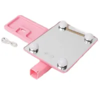 Cosmetie mirror 360 Rotation Angel Desktop Cosmetic Mirror with LED Backlight for Makeup , Compact Rectangular Touch Mirror Pink